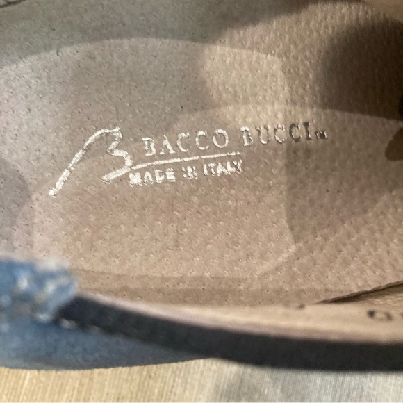 BACCO BUCCI Sz 9 Suede  Denim Look Lace Up Oxfords Made in Italy Wingtip Shoes - Picture 4 of 10